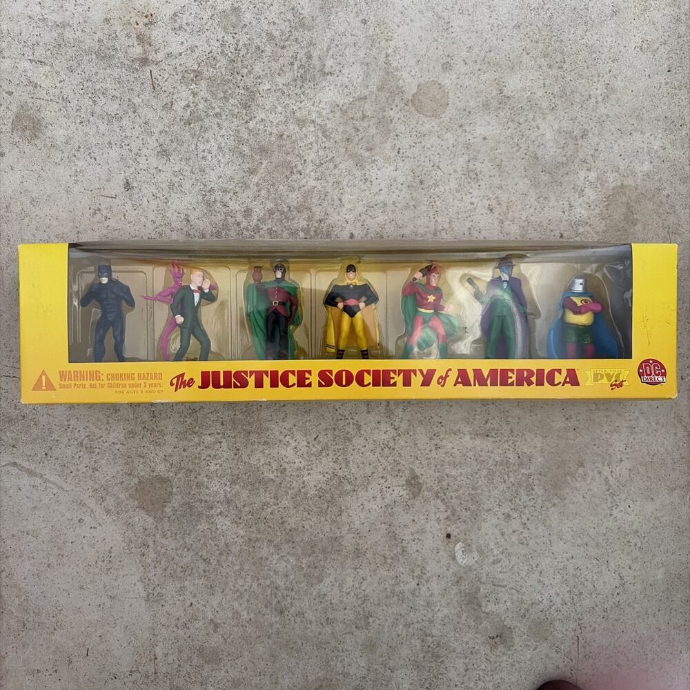 JUSTICE SOCIETY OF AMERICA PVC Set Vintage 1999 DC Direct 7 Piece New In Box New